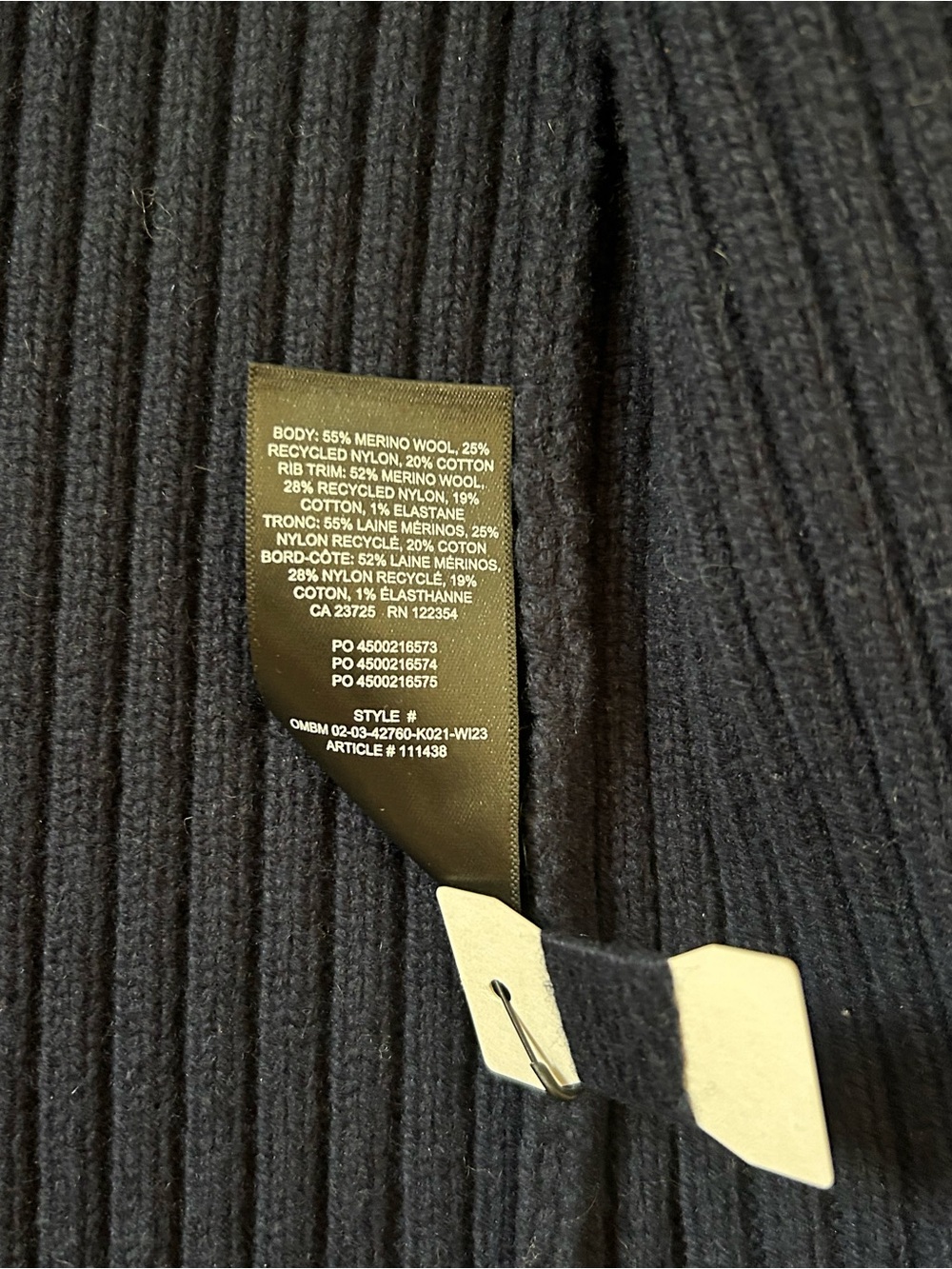Sunday Best Navy Ribbed Zip-Front Cardigan Jacket - Picture 3 of 3
